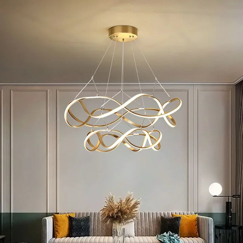 lustre moderne à leds pour décoration intérieure lumineuse - vue 3 sur 12