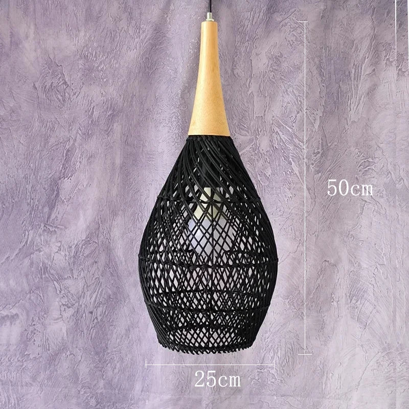 Suspension vintage d'Asie du Sud-Est Lampes en rotin de haute qualité Salon Restaurant Cuisine Luminaires Loft Luminaires - vue 11 sur 21