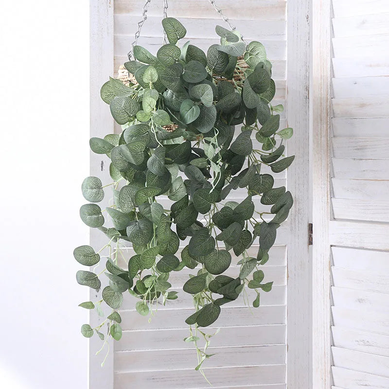bouquet mural d'eucalyptus en rotin pour décoration festive - vue 3 sur 8