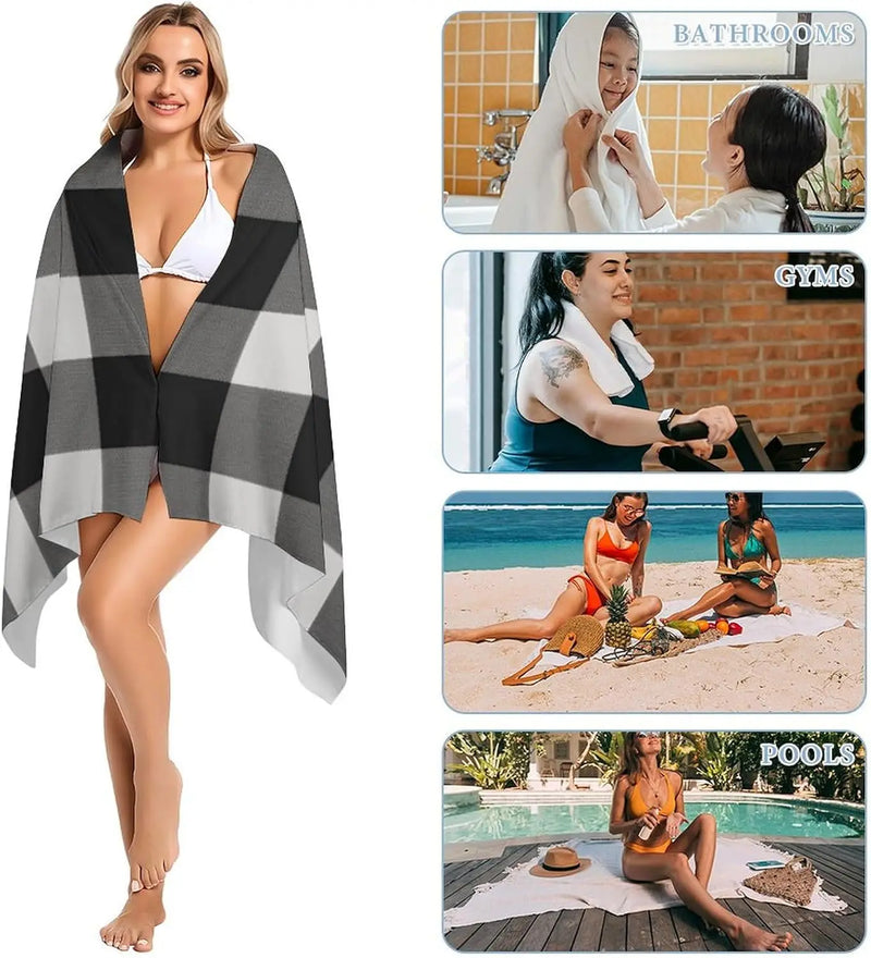 serviette de plage carreaux style leger anti sable