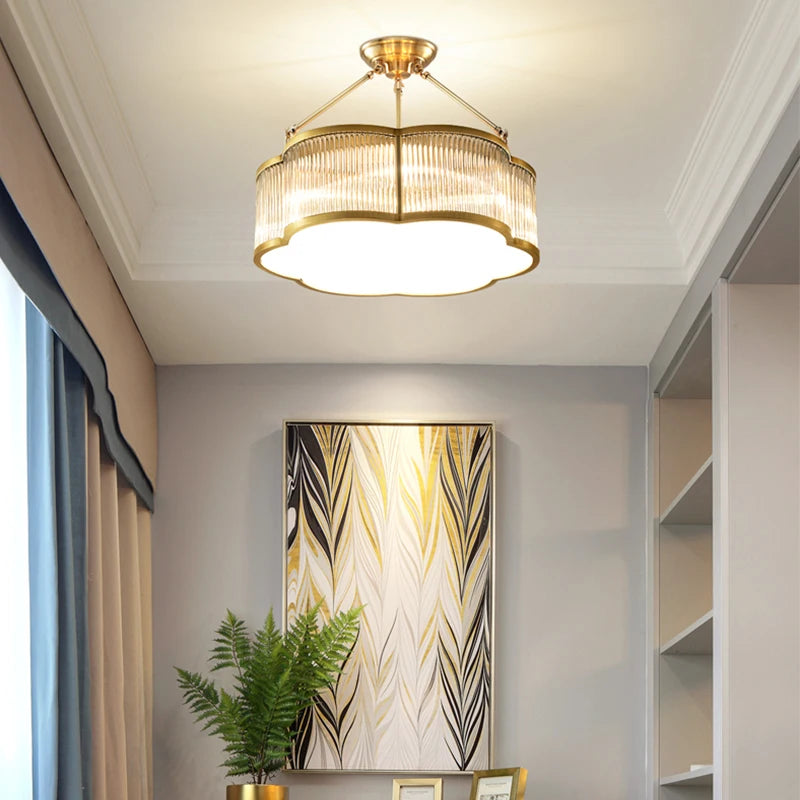Suspension ou plafonnier en verre de cuivre E27 lampe à LED montée au plafond pour salon allée chambre Lampara luminaire intérieur