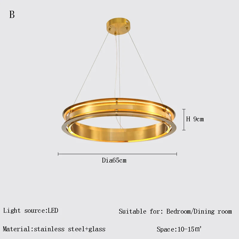 lustre en anneau minimaliste post-moderne décoration créative led