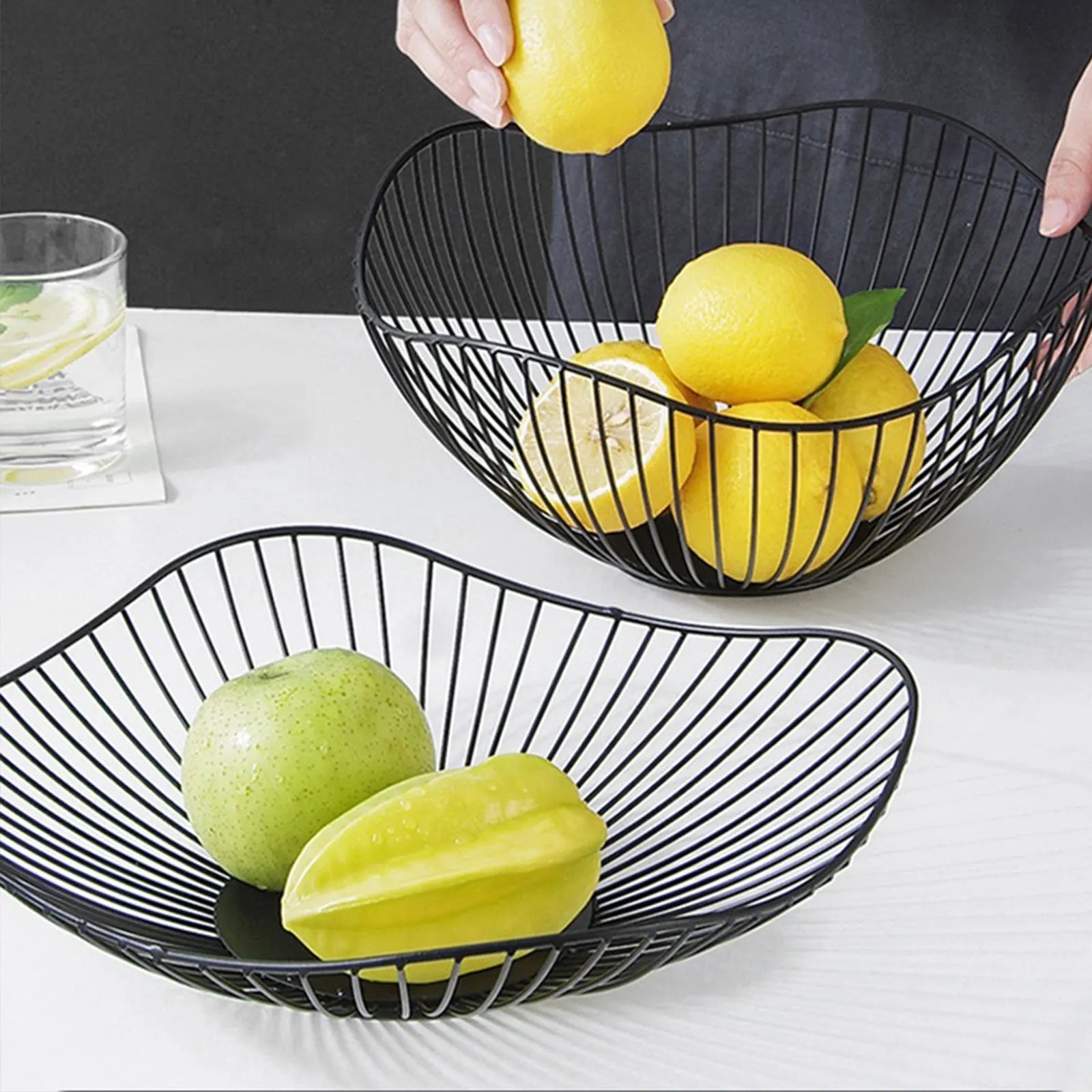 paniers à fruits en métal pour rangement cuisine et desserts - vue 3 sur 14