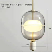 suspension en verre nordique avec plafonnier en marbre et métal