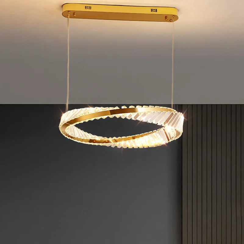 Plafonnier design doré moderne avec cristal - vue 4 sur 14