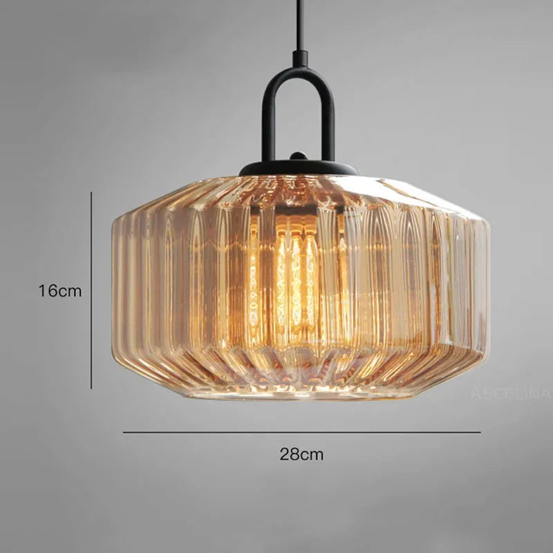 Suspension led nordique rétro en verre pour intérieur loft - vue 3 sur 9