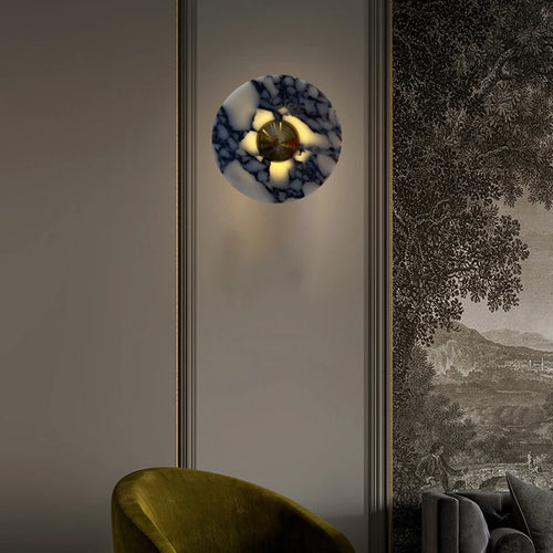 applique murale style art déco en pierre et métal doré - vue 5 sur 8