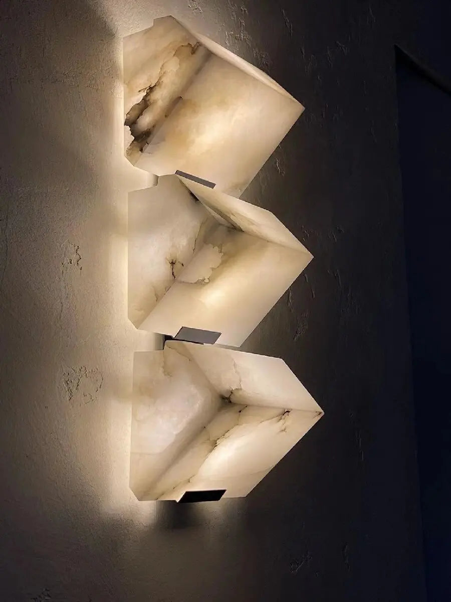 applique murale moderne en marbre avec lumières led