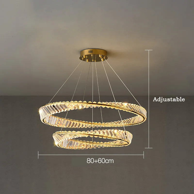 suspension moderne en aluminium et cristal led - vue 12 sur 14
