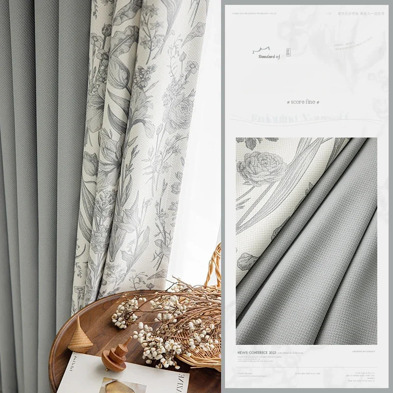 Rideau floral style retro chic pour salon chambre - vue 8 sur 10