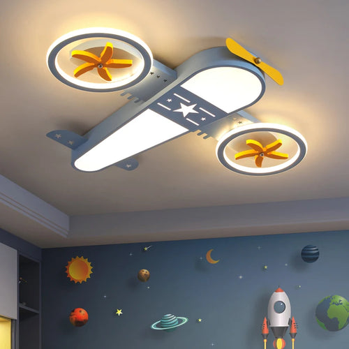 lustre dessin animé avion led avec télécommande pour enfants