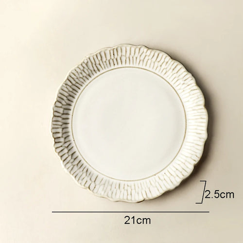 Assiettes plates ceramique relief style retro restaurant