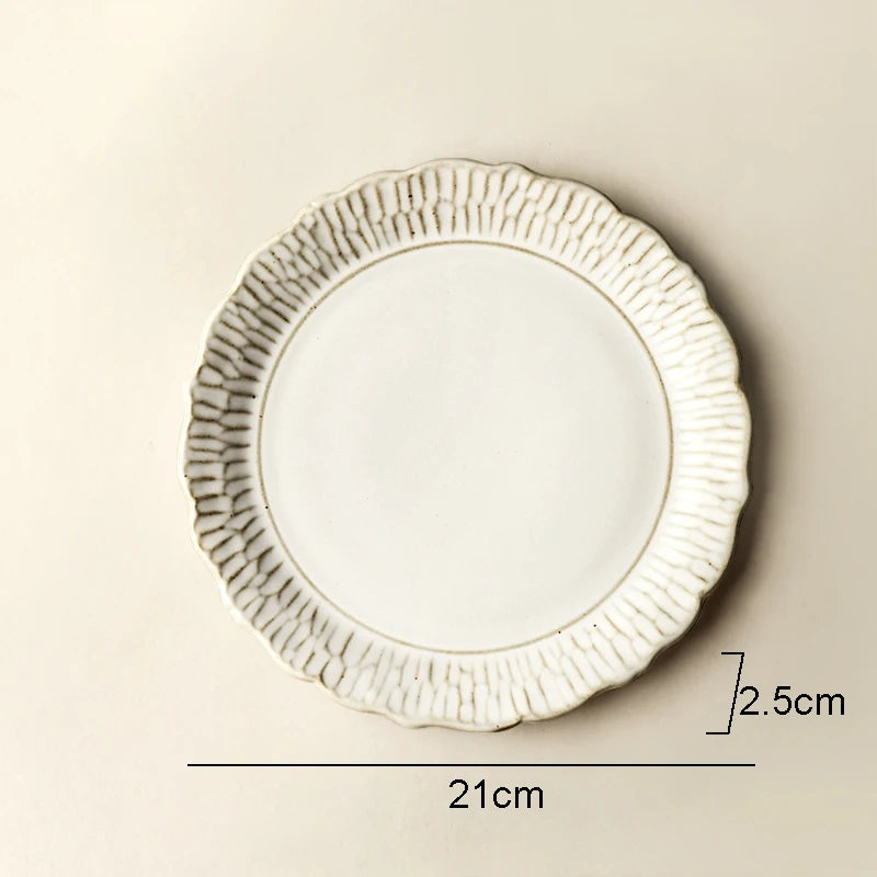 Assiettes plates ceramique relief style retro restaurant
