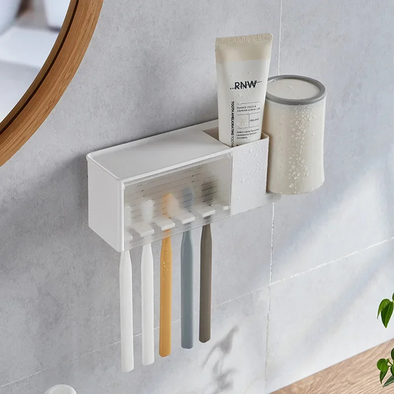 porte-brosse à dents mural et organisateur de salle de bain - vue 3 sur 8