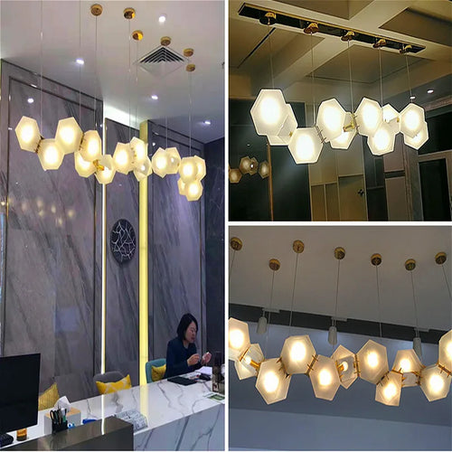 2024 Modern LED Chandelier Nordic Home Decoration  Club Front Desk Hanging Light Office Restaurant Ceiling Chandelier
