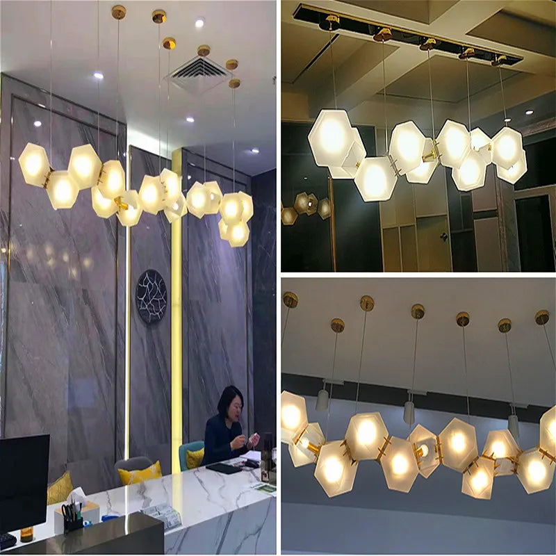 2024 Modern LED Chandelier Nordic Home Decoration  Club Front Desk Hanging Light Office Restaurant Ceiling Chandelier - vue 7 sur 12