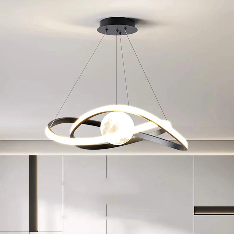 lustre nordique led lune lampe suspendue éclairage intérieur décoratif