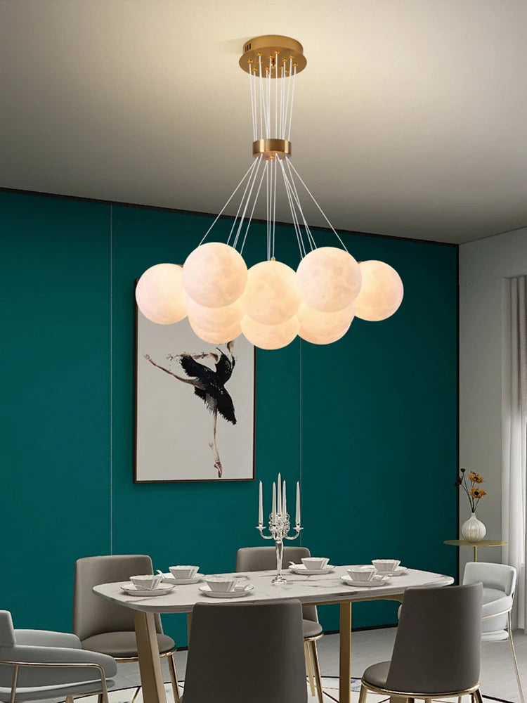 lustre sphérique moderne réglable en hauteur led pour décoration maison - vue 6 sur 19