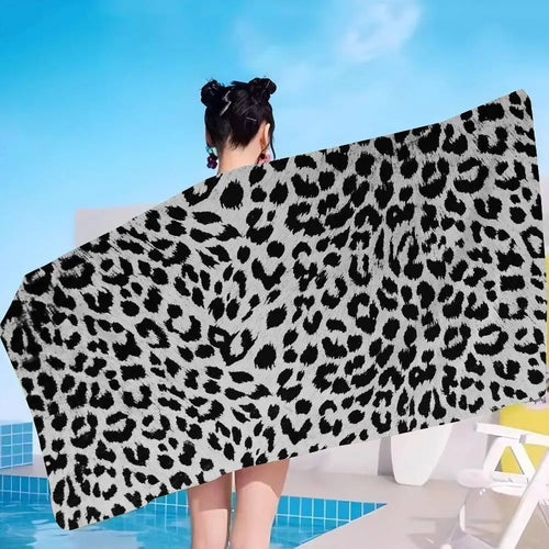 serviette de bain microfibre motif léopard vache enfant