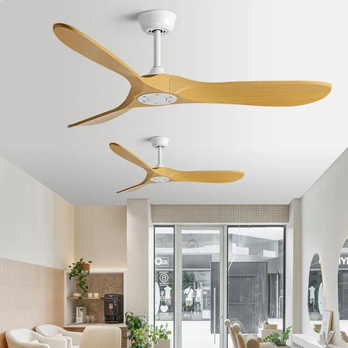 ventilateur de plafond industriel vintage en bois sans lumière télécommandé - vue 9 sur 11