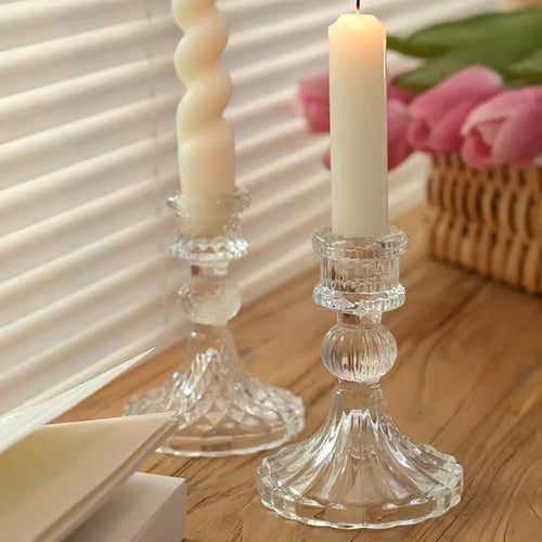 bougeoir en verre transparent pour dîner mariage et photographie - vue 4 sur 9