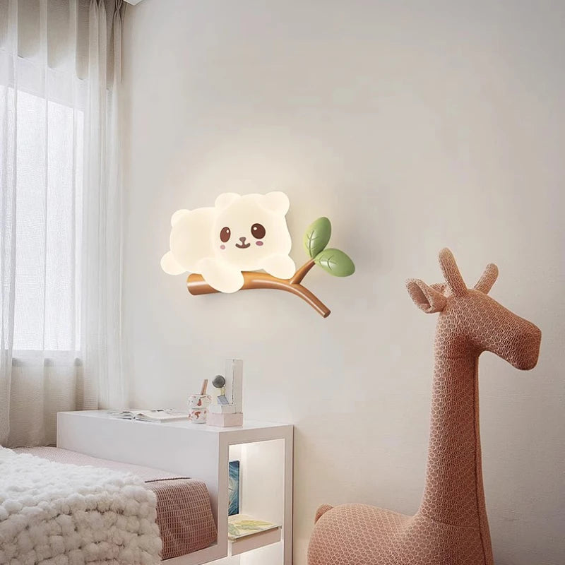 applique murale led ours dessin animé pour chambre d'enfants