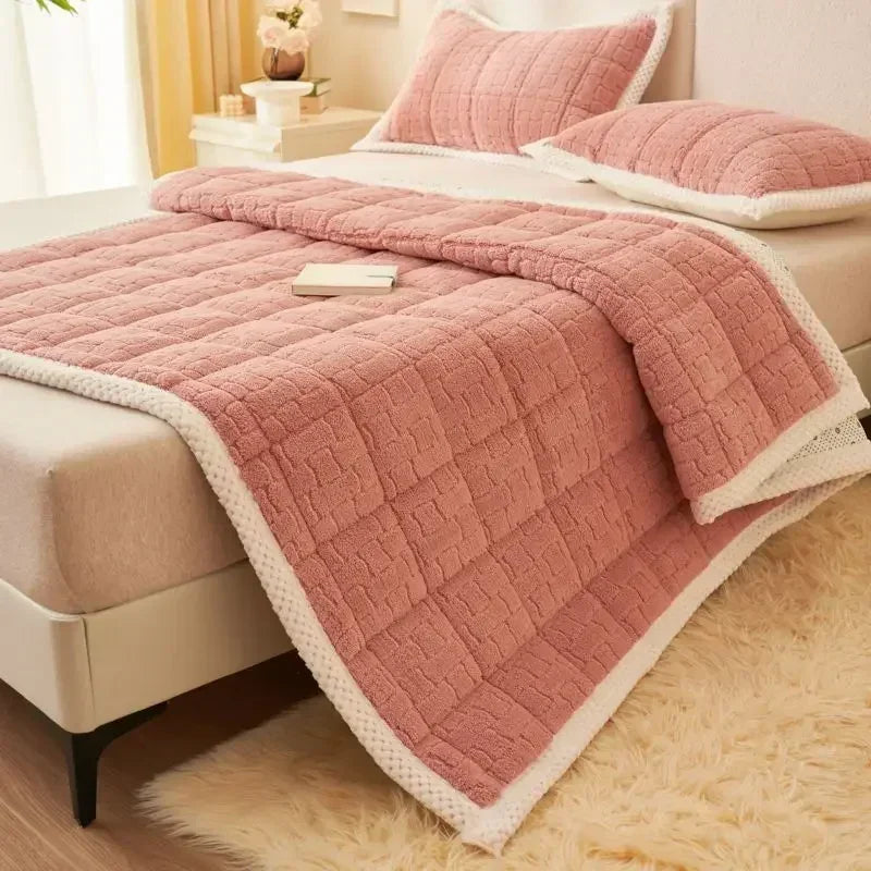 surmatelas en velours épais et chaud pliable antidérapant pour lit