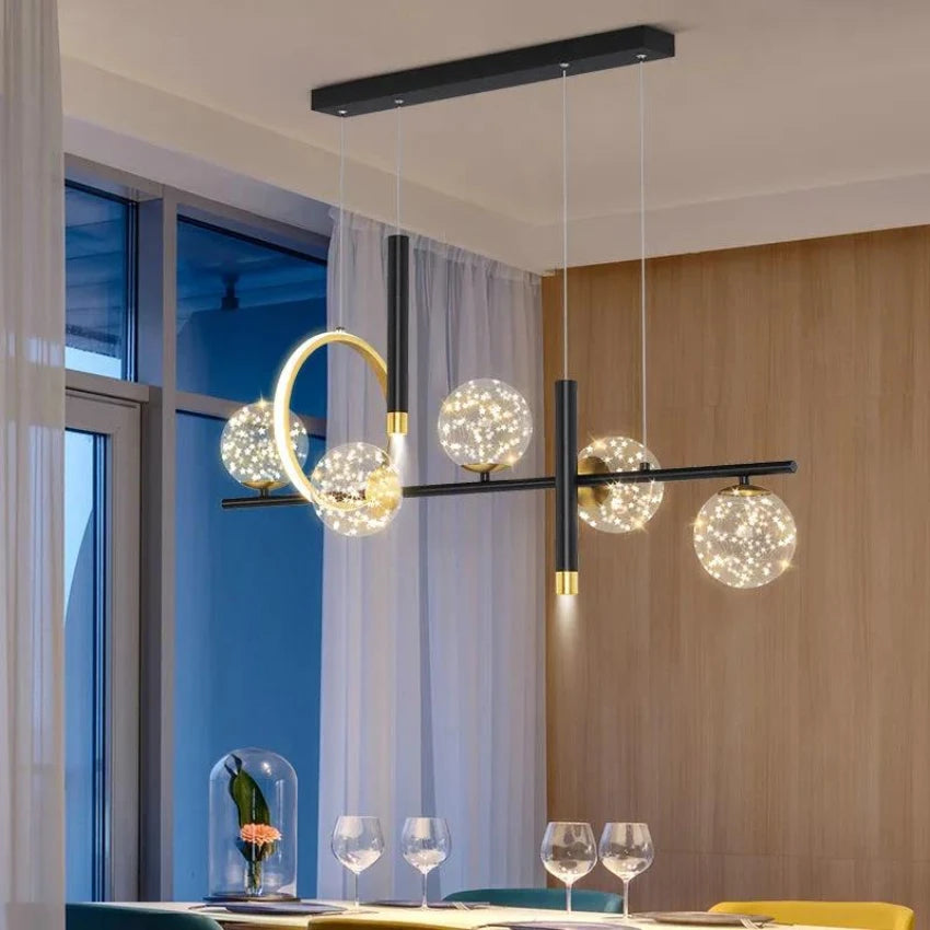 lustre led gypsophile verre gradation à distance design moderne décor intérieur - vue 5 sur 10