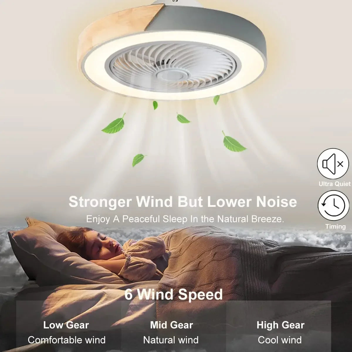 ventilateur plafond moderne pour enfants avec lumière led et télécommande - vue 5 sur 8