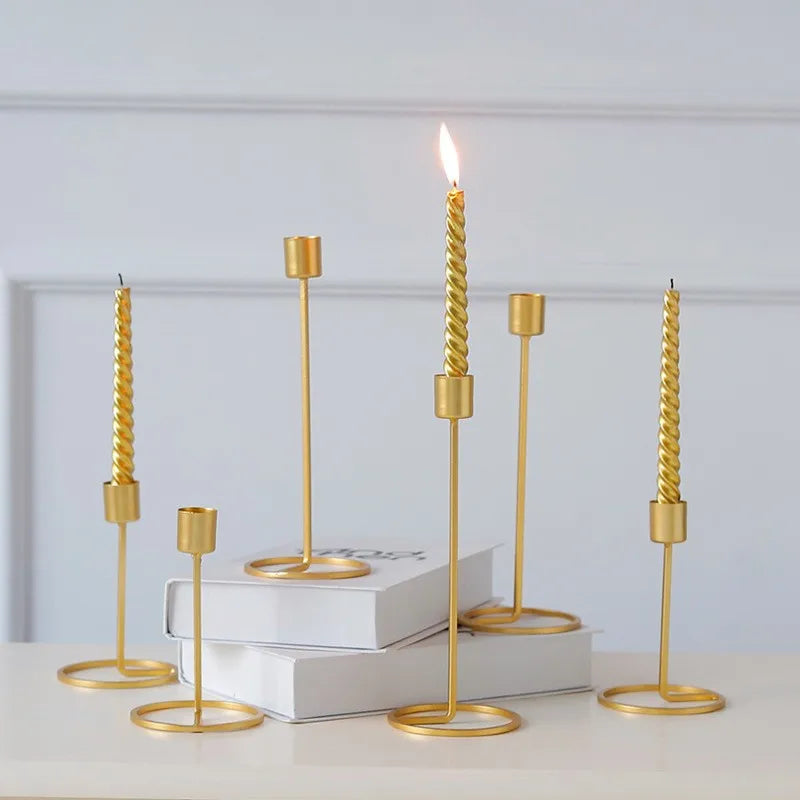 bougeoir en métal créatif pour décoration romantique de mariage - vue 3 sur 14