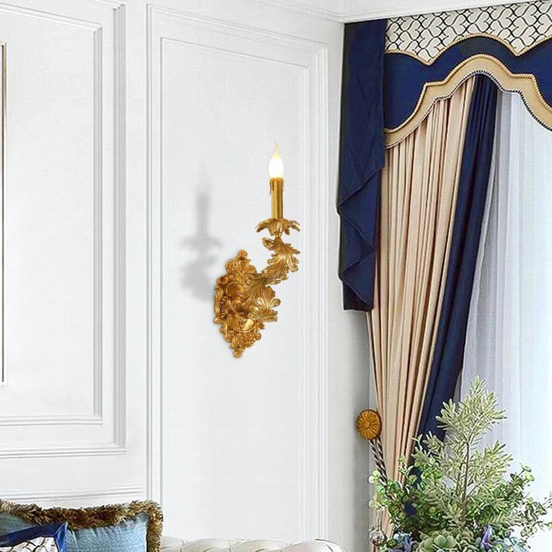 XUANZHAO Vintage français pleine cuivre applique hôtel Club Villa allée bougie lampe intérieure chambre cuivre lampe de chevet - vue 5 sur 7