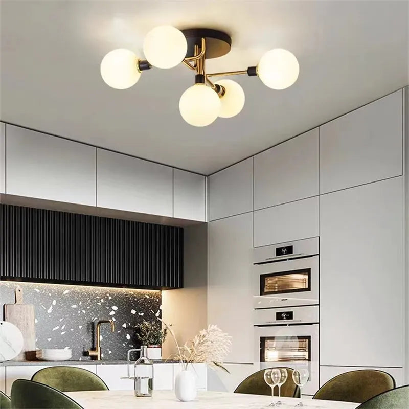 Plafonnier en verre nordique G9 LED lumière industrielle en métal pour chambre salon salle à manger étude maison intérieur loft lumière - vue 4 sur 18