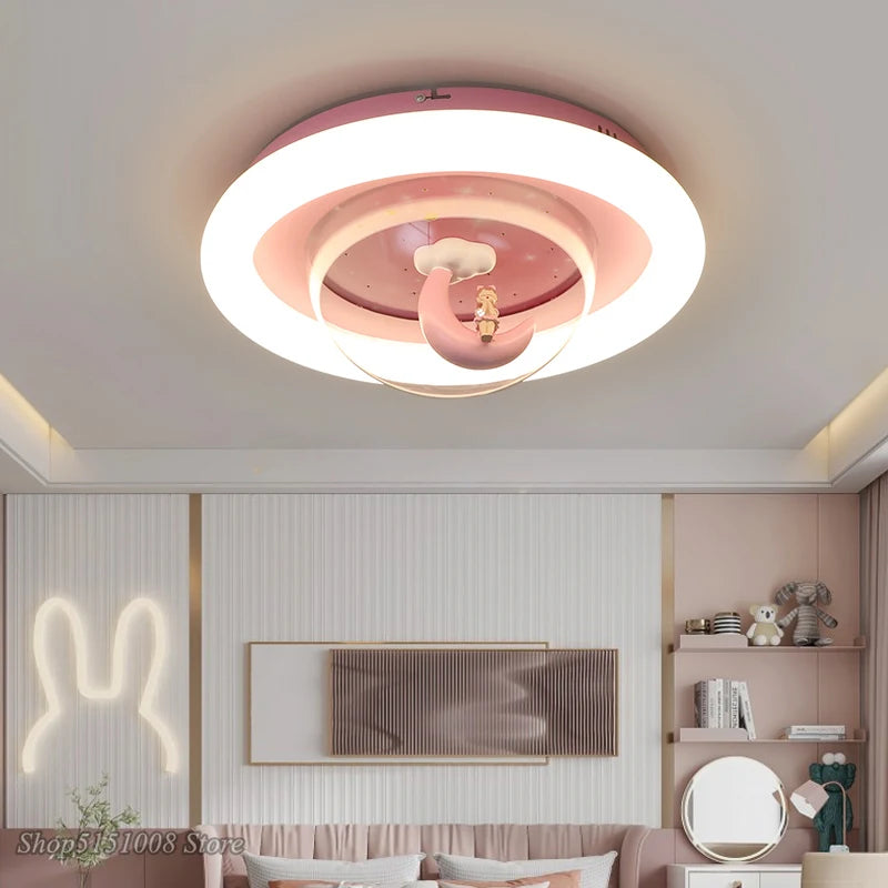 Dessin animé lune LED lustre plafonnier maison enfant fille chambre d'enfant enfants princesse chambre décor moderne luminaires d'intérieur