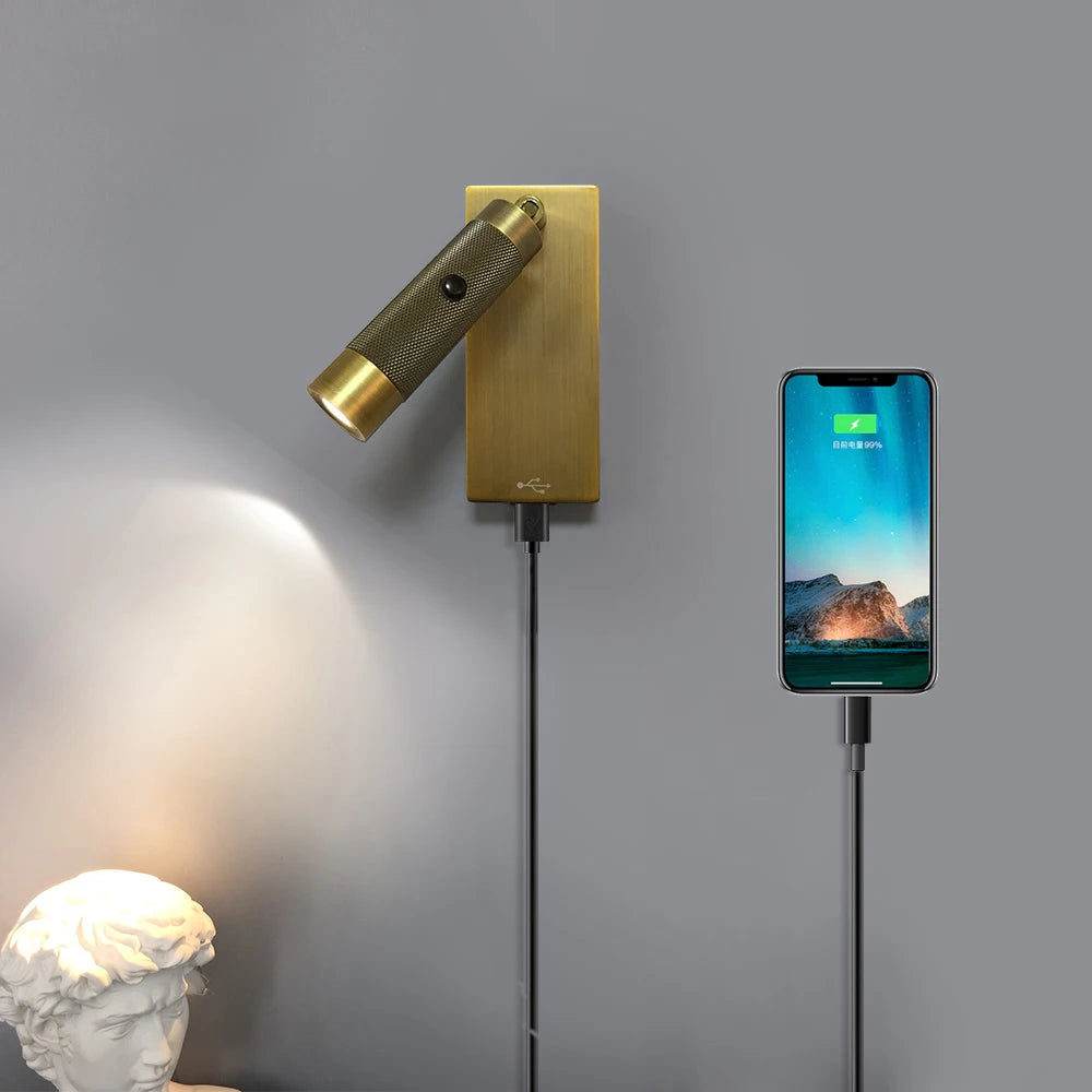 applique murale led réglable avec interrupteur et port usb - vue 7 sur 6
