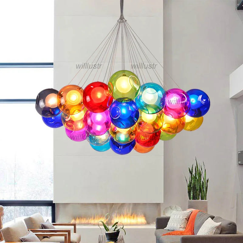 Suspension en verre soufflé à la bouche Suspension à bulles colorées Lumière Hôtel Boutique Enfants Pépinière Multi Couleurs Plafonnier suspendu