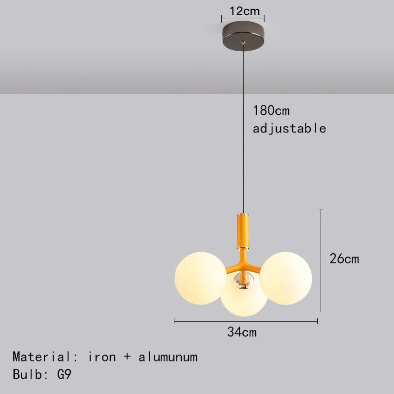 lustre nordique minimaliste magic bean 9 en verre led suspension