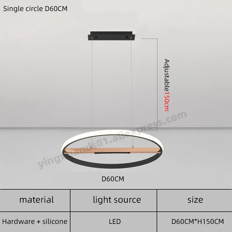 lustre moderne à anneau rond pour éclairage intérieur - vue 10 sur 11