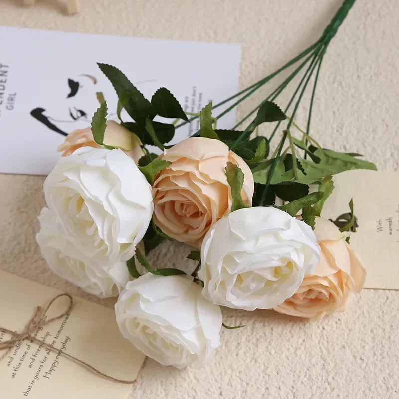 bouquet de roses artificielles en soie pour décoration élégante - vue 14 sur 17