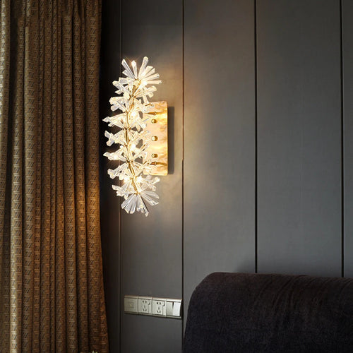 applique murale led moderne en cristal et métal doré - vue 2 sur 12