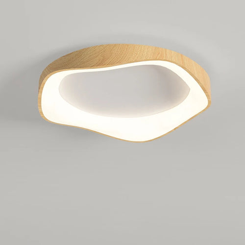 lampe circulaire led moderne grain de bois éclairage intérieur - vue 2 sur 8