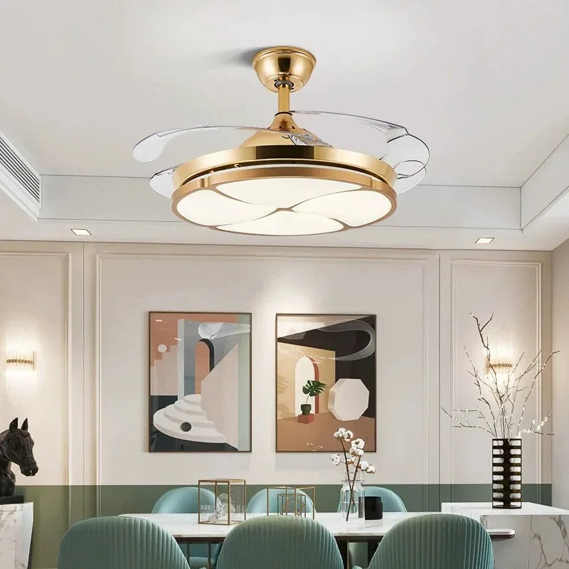 plafonnier moderne silencieux avec lumière et ventilateur intégré - vue 3 sur 12
