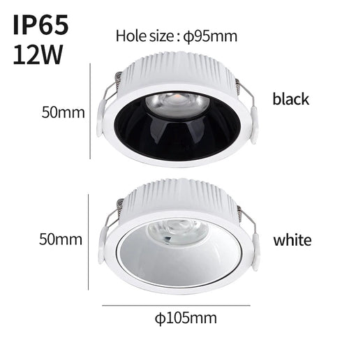 LED waterproof downlight IP65 waterproof, fog-proof and moisture-proof Bathroom Kitchen12V 12W Bathroom eaves outdoor spot - vue 7 sur 6