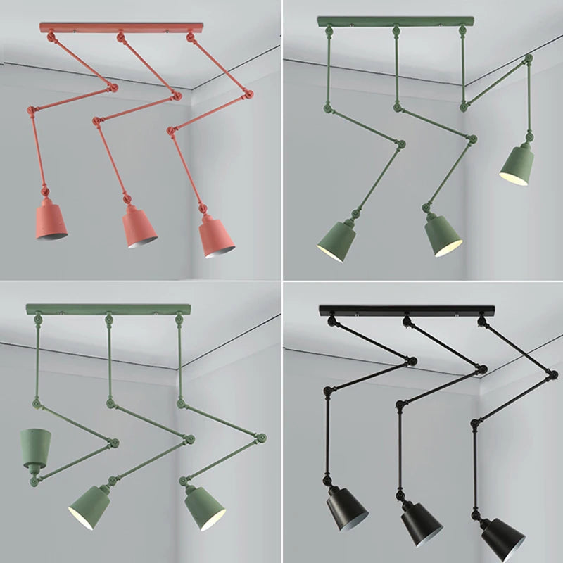 Suspension rotatives nordiques avec bras longs réglables salle à manger Restaurant café Bar lampe pliante éclairage de décoration intérieure E27 - vue 3 sur 6