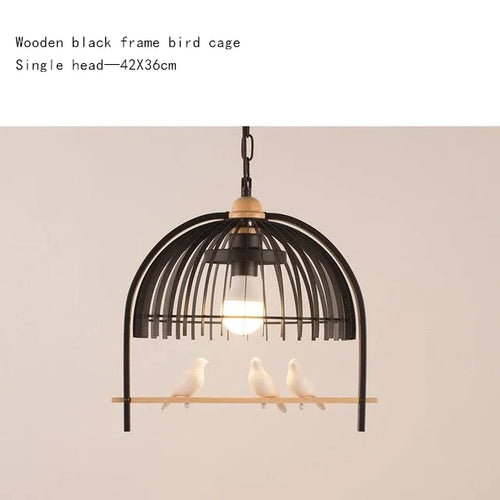 Nordic Resin Iron Bird Cage Chandelier For Dining Room Kitchen Restaurant Cafe Indoor Decoration Hanging Lamp Light Fixtures - vue 9 sur 10