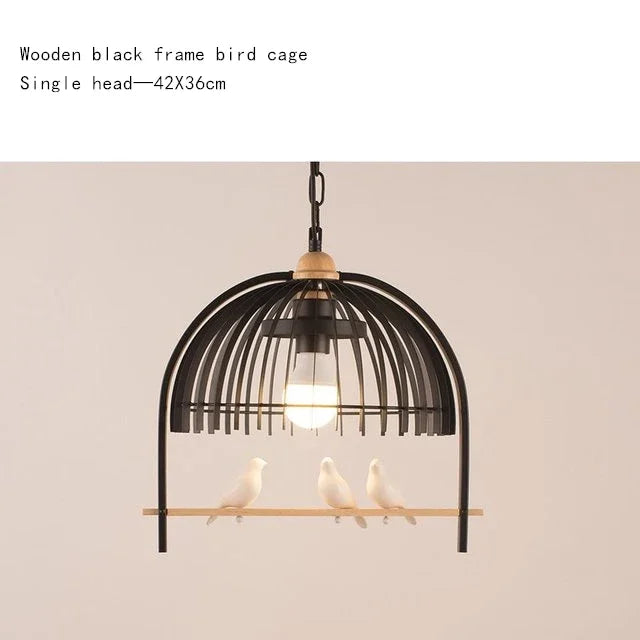 Nordic Resin Iron Bird Cage Chandelier For Dining Room Kitchen Restaurant Cafe Indoor Decoration Hanging Lamp Light Fixtures - vue 8 sur 10