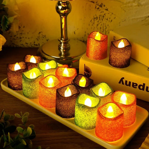 lot de 6 bougies à paillettes led pour déco romantique de fête - vue 3 sur 12