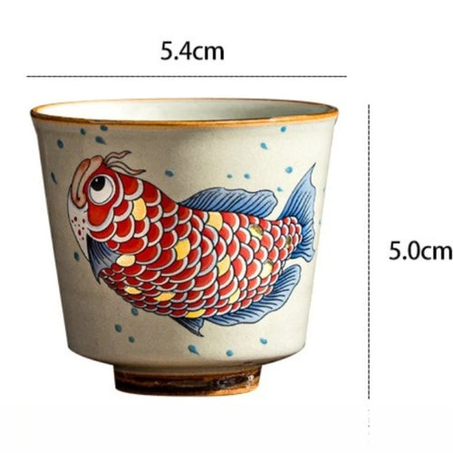 Tasse kung fu ceramique motif arowana style chinois