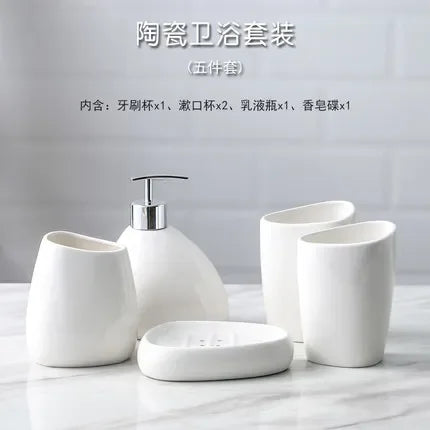 ensemble daccessoires en céramique pour salle de bain élégant et pratique - vue 9 sur 10