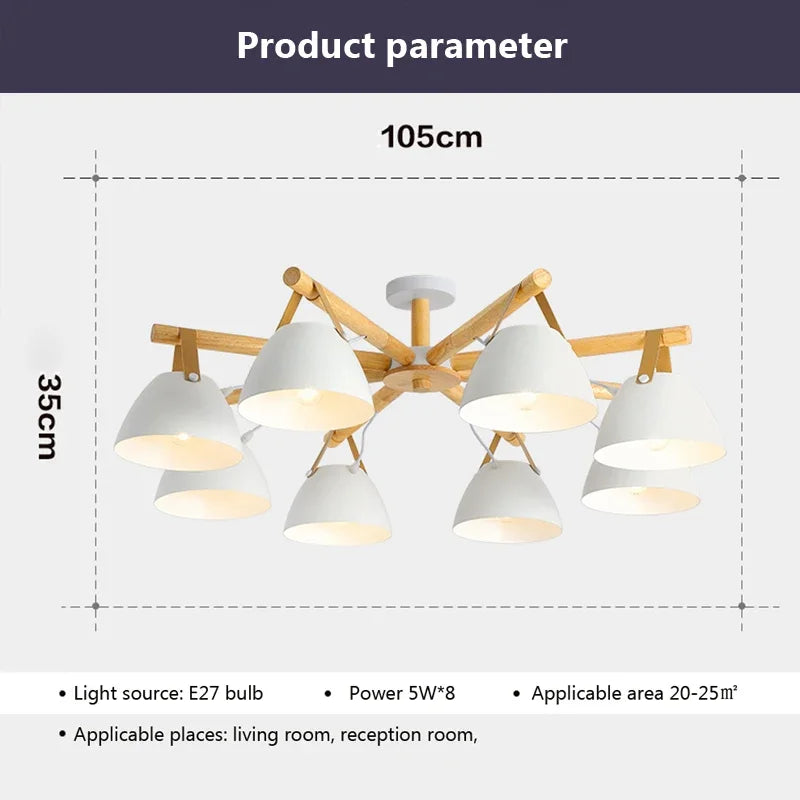 Lustre Led en bois nordique