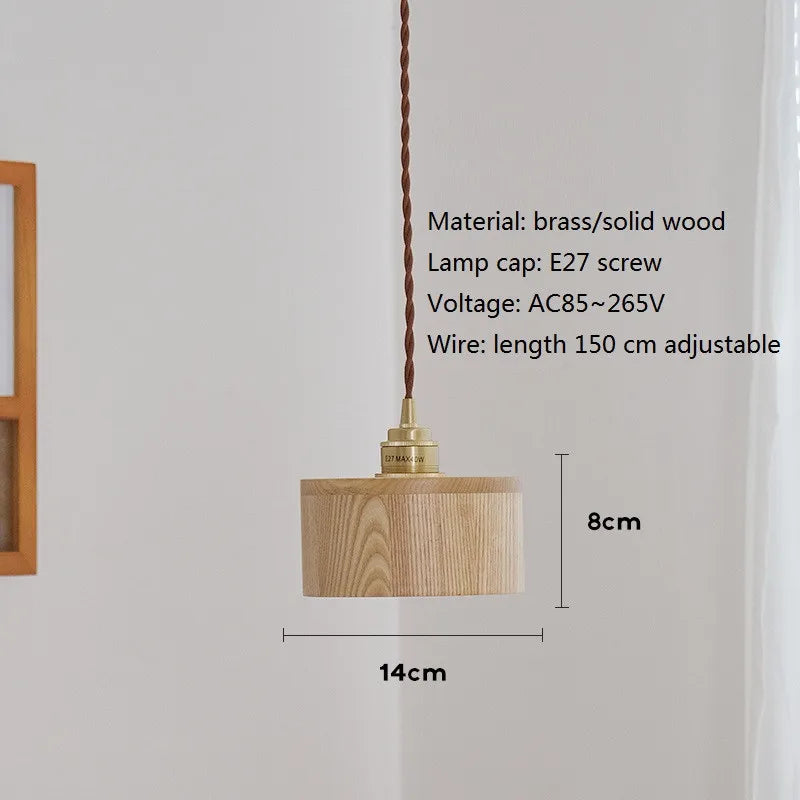 suspension en bois moderne nordique avec luminaire en laiton - vue 3 sur 10